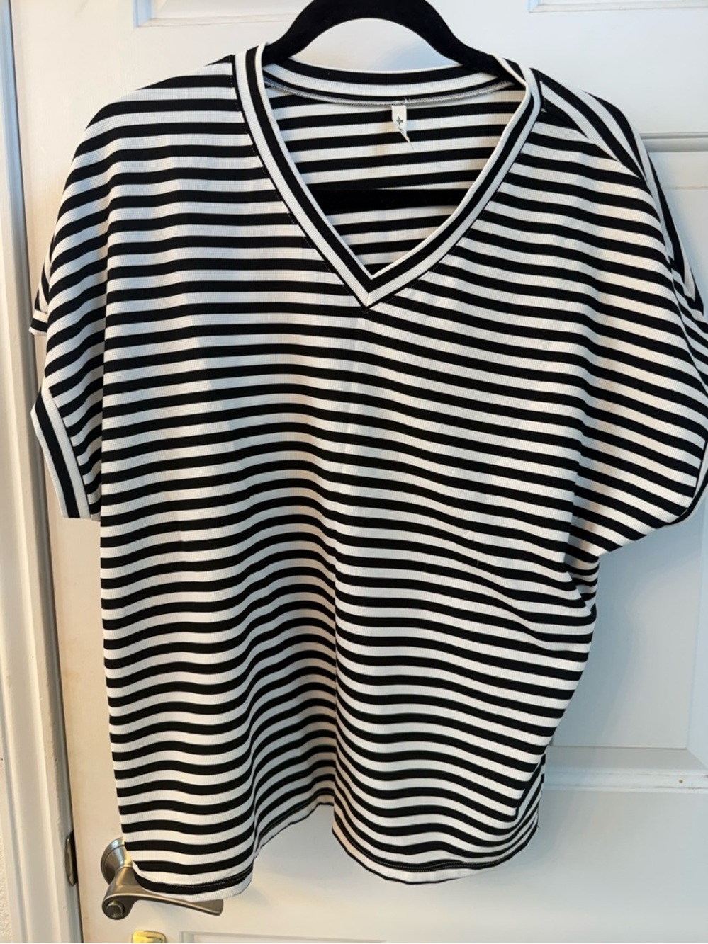 Halara Black & White Striped V-Neck Women’s Top